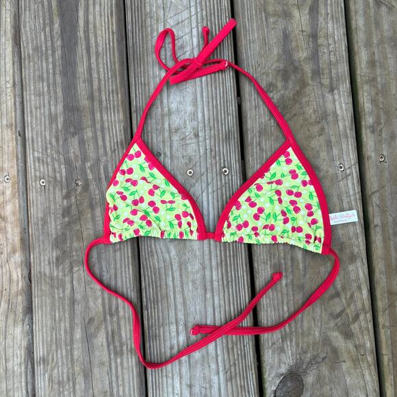 Y2k Bikini Halter Tie Top Cherries Colorful Coquette Early 2000s Swim Suit Top - Picture 2 of 6